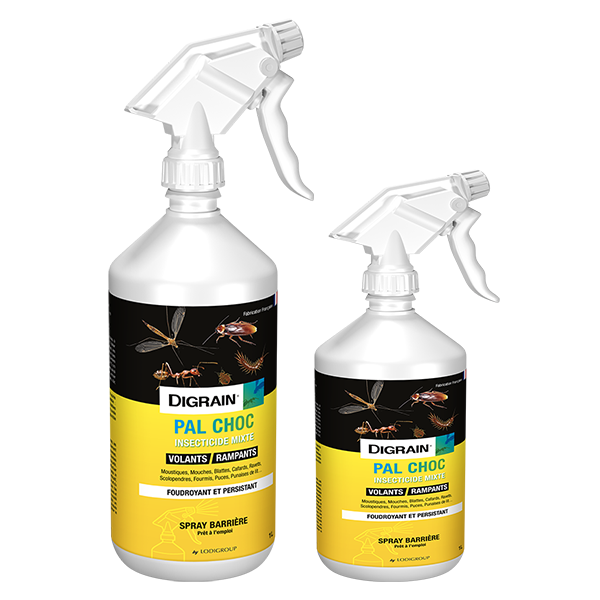 PAL CHOC Bouteille de 1L et 500mL de solution contre les insectes volants et rampants - Track Nuisibles Shop